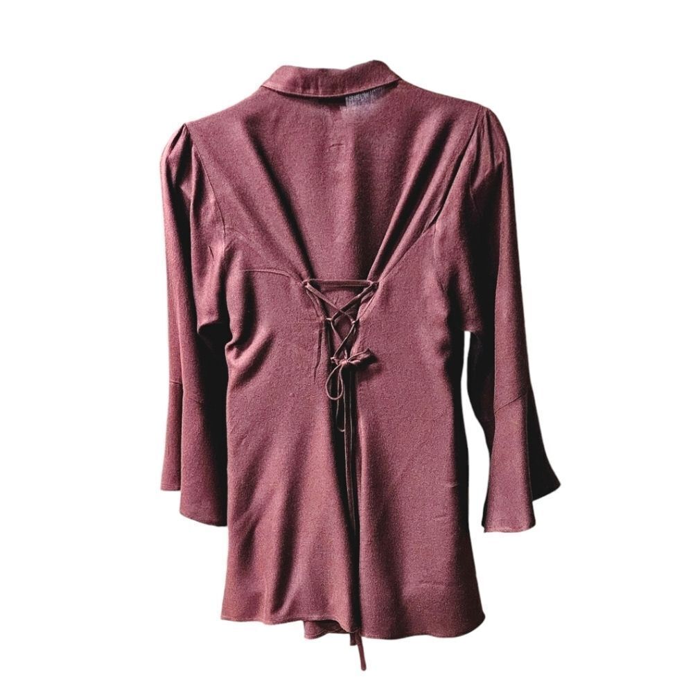 TORRID FITβ& FLARE Brushed Rayon Tie-Up back detail Acrylic Top Size 1X - Picture 9 of 15